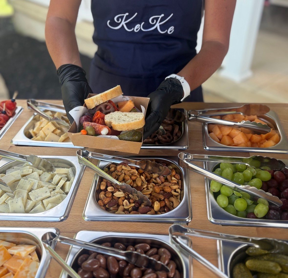 KeKe's Party Kart serving a fresh charcuterie graze box